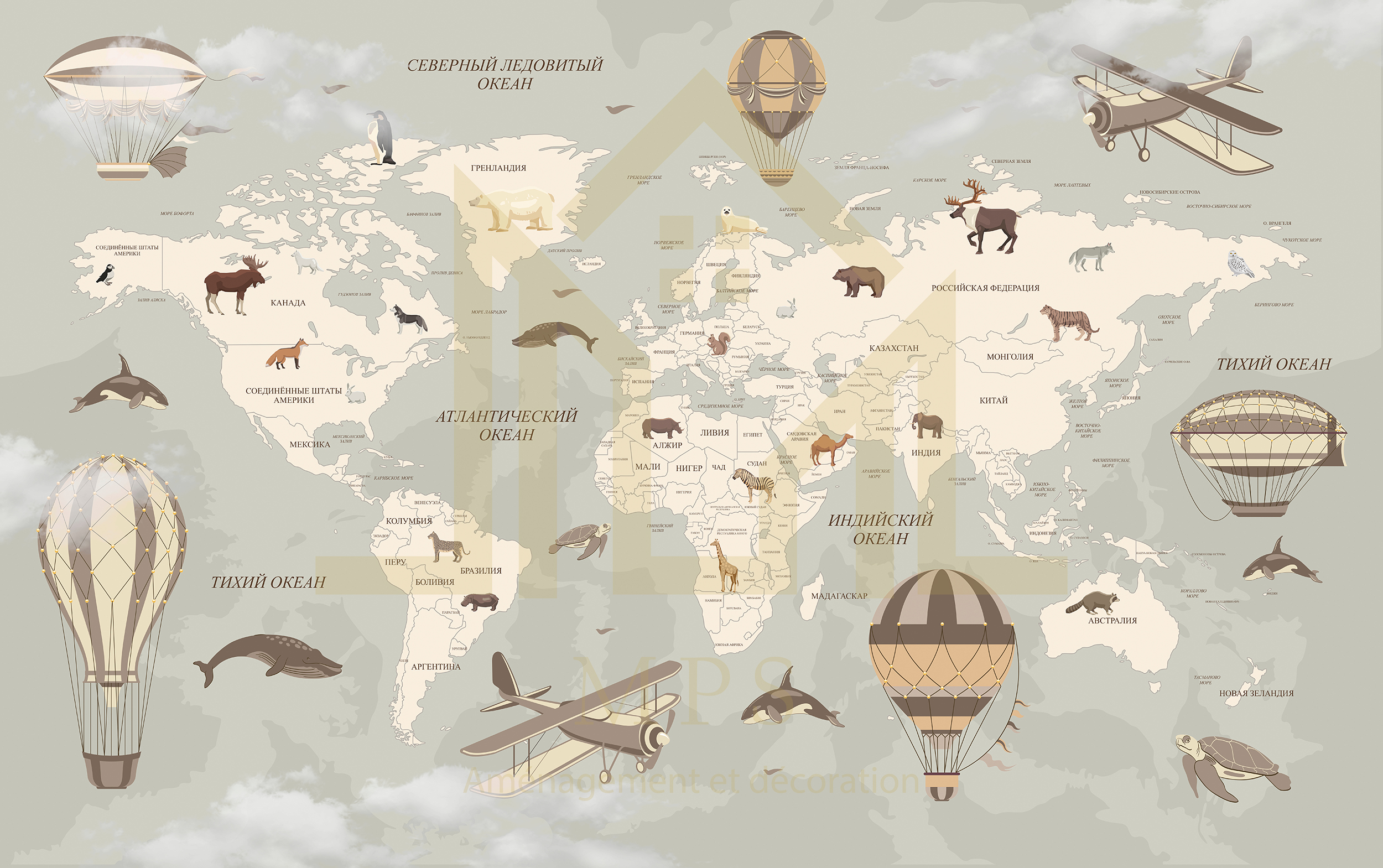 Papier peint personnalisé carte du monde